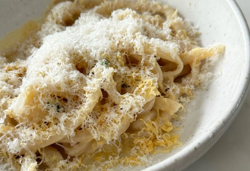 PASTA Pici with marjoram, crispy garlic and parmigiano reggiano Photo by PASTA